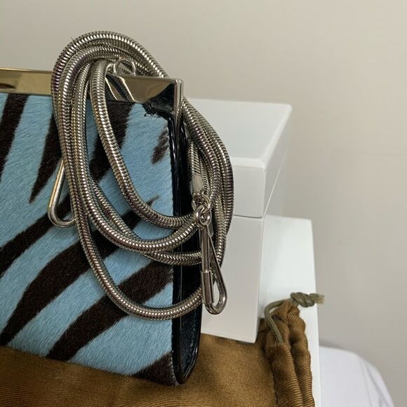 Gucci Pony Hair Clutch - Zebra - Brown and Blue - Picture 8 of 13